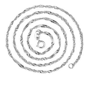 Elegant S925 sterling silver water wave chain necklace with spiral twist link texture