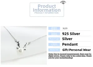 Detail of 925 sterling silver reindeer antler necklace with a white pearl on silk