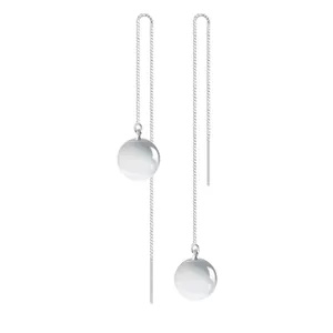 Boucles d'Oreilles Traversantes Longues en Argent Sterling S925 Avec Pierre Oeil de Chat Pour Femme Élégant Minimaliste Ligne Géométrique Bijoux