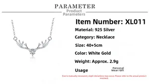 Spécifications détaillées du collier bois de renne en argent S925 avec pierre zircon