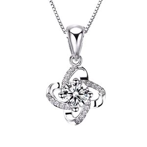 Collana quadrifoglio in argento 925 con pietra centrale e catenina veneziana