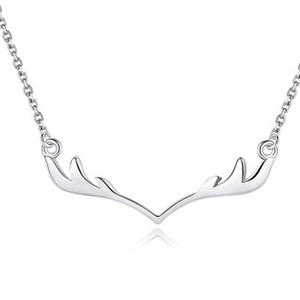S925 sterling silver reindeer antler necklace with elegant minimalist pendant design