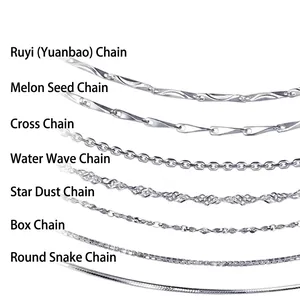 Variété de colliers en argent sterling S925, styles maille vénitienne et serpent inclus