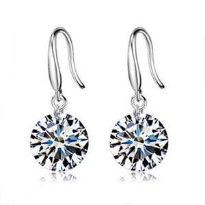 Elegant 925 sterling silver drop earrings featuring large round-cut sparkling cubic zirconia