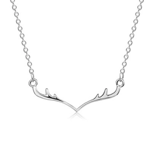 Elegant S925 sterling silver reindeer antler pendant necklace with a polished mirror finish