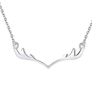 Elegant S925 sterling silver necklace with a minimalist antler pendant on a fine chain