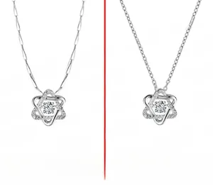Detail of 925 sterling silver hexagram pendants with melon seed and cross chain styles