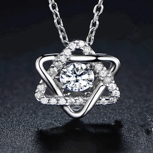925 Sterling Silver Hexagram Star Pendant Necklace Sparkling Rhinestone Pave Clavicle Chain Sweet Jewelry For Women Daily Gift