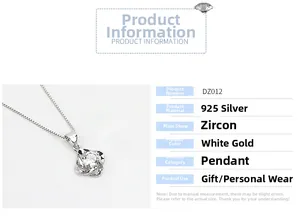 Macro shot of 925 sterling silver four-petal flower pendant necklace with zircon stone