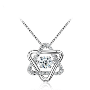 925 sterling silver hexagram necklace with sparkling main stone and pavé diamonds