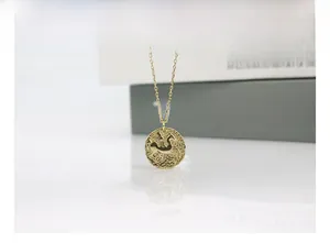Détail du collier en argent 925 doré avec pendentif pièce Pégase sur fond de livres