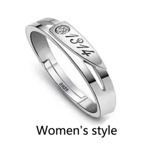 Women's S925 sterling silver ring with 1314 engraving and cubic zirconia stone
