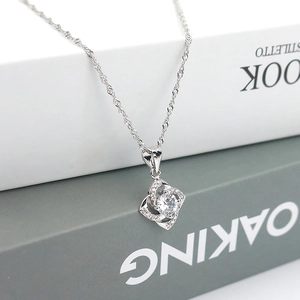 S925 sterling silver four-leaf clover necklace with sparkling round zircon pendant