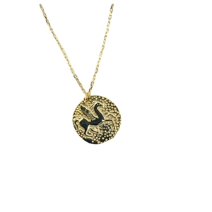 Collier en argent 925 doré avec un pendentif pièce vintage représentant Pégase