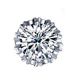 Orecchini a perno a corona in argento 925 con uno zircone tondo brillante