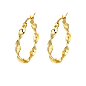 Elegant S925 sterling silver twisted hoop earrings with a gold finish for women