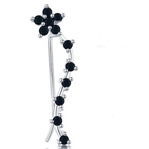 S925 sterling silver ear crawler earrings with black star zircon stones for women