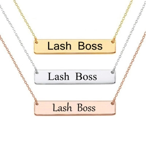 Collier Barre Horizontale en Argent Sterling 925 Personnalisé Gravé Minimaliste Rectangle Pendentif Collier Chaîne en O Bijoux Cadeau Pour Femmes Hommes