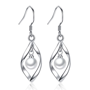 S925 sterling silver tassel earrings featuring rotating pearl drops and long hooks
