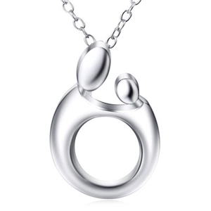 Collier en argent sterling 925 avec un pendentif abstrait mère et enfant