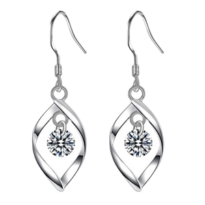 Elegant S925 sterling silver twisted teardrop earrings with sparkling round zircon