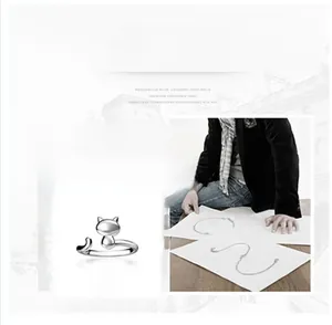 Classic 925 Sterling Silver ring detail showing a minimalist cute cat animal design