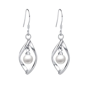 Elegant S925 sterling silver long tassel pearl drop earrings with flame shape design