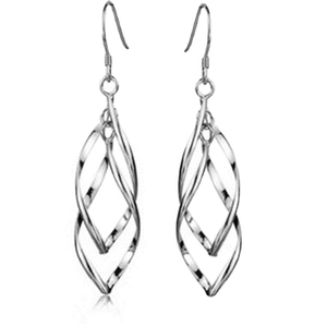 Boucles d'oreilles pendantes en argent massif S925 avec pendentifs feuilles torsadées