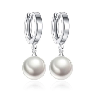 Shell Artificial Pearl Hoop Dangle Earrings With 925 Sterling Silver Earring Post Minimalist Fashion Jewelry For Women