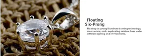 Macro detail of floating six-prong setting with brilliant round-cut gemstone on S925 silver