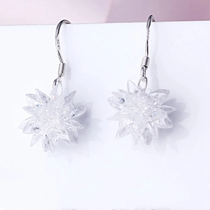 S925 sterling silver snowflake drop earrings with sparkling clear zircon crystals