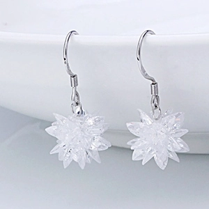 Elegant 925 sterling silver drop earrings with floral ice crystal zircon stones