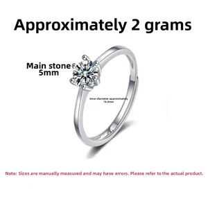 Detailed view of S925 sterling silver ring showing 5mm stone and 16.8mm inner diameter