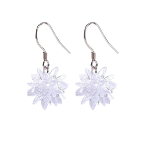 Elegant 925 sterling silver drop earrings featuring crystal ice flower pendants on white