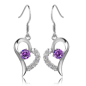 S925 Sterling Silver Heart Drop Earrings For Women Fashion Rhinestone Inlaid Heart Shaped Dangle Earrings Jewelry Gift