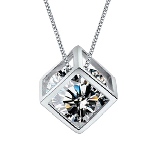Collier avec pendentif cube magique en argent sterling S925 et zircon pour femme