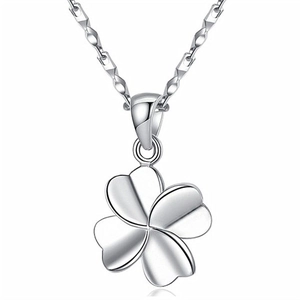 S925 sterling silver four-leaf clover necklace with polished finish and mirror texture