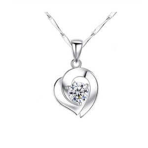 925 Sterling Silver Heart Pendant Necklace Zirconia Clavicle Chain For Women Fashion Simple Commute Jewelry Valentine Day Gift