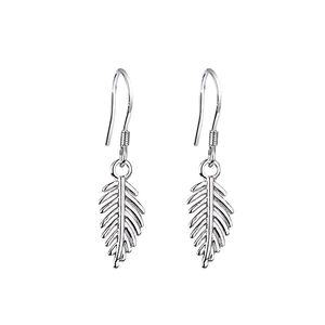 Boucles d'oreilles feuilles en argent sterling S925 avec design plume détaillé