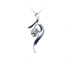 Elegant S925 sterling silver necklace with a fluid cross pendant and round zircon stone