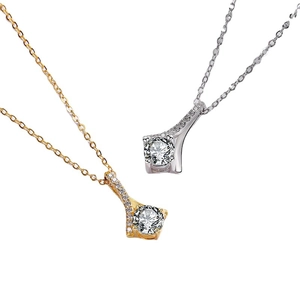 Collier pendentif en V élégant en argent S925 avec zircon en finitions or et argent