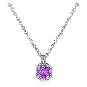 Collier Pendentif Halo Carré en Argent Sterling 925 pour Femme avec Zirconia Étincelant Chaîne de Clavicule Bijoux Cadeau