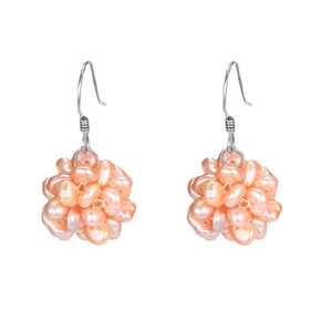 Elegant S925 sterling silver hook earrings featuring pink freshwater pearl clusters
