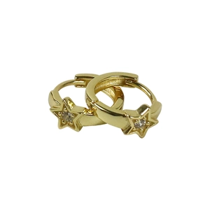 Eleganti orecchini a cerchio a stella in argento S925 dorato con pietre di zircone cubico