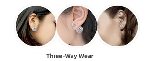 3-way versatile S925 sterling silver ball earrings with sparkling white crystals