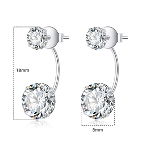 Detailed view of S925 sterling silver ear jackets with 8mm zircon and 18mm total height