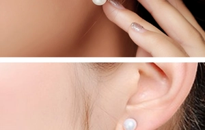 Vue détaillée des boucles d'oreilles en argent s925 avec perles au fini brillant