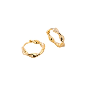 Polished S925 sterling silver gold Mobius hoop earrings in a minimalist twist design