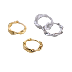 Minimalist S925 sterling silver Mobius twist hoop earrings in gold and silver finishes