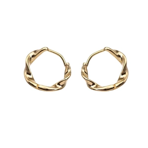 Minimalist S925 sterling silver Mobius hoop earrings in gold with twisted design